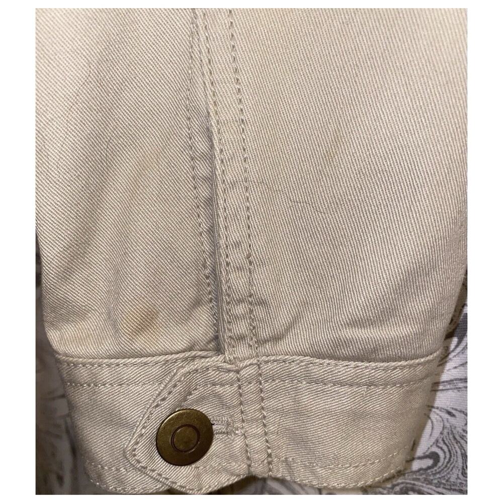 Beige Moto Utility Jacket Studded Collar Minimalist Zip Front Neutral (2) M - Picture 7 of 8